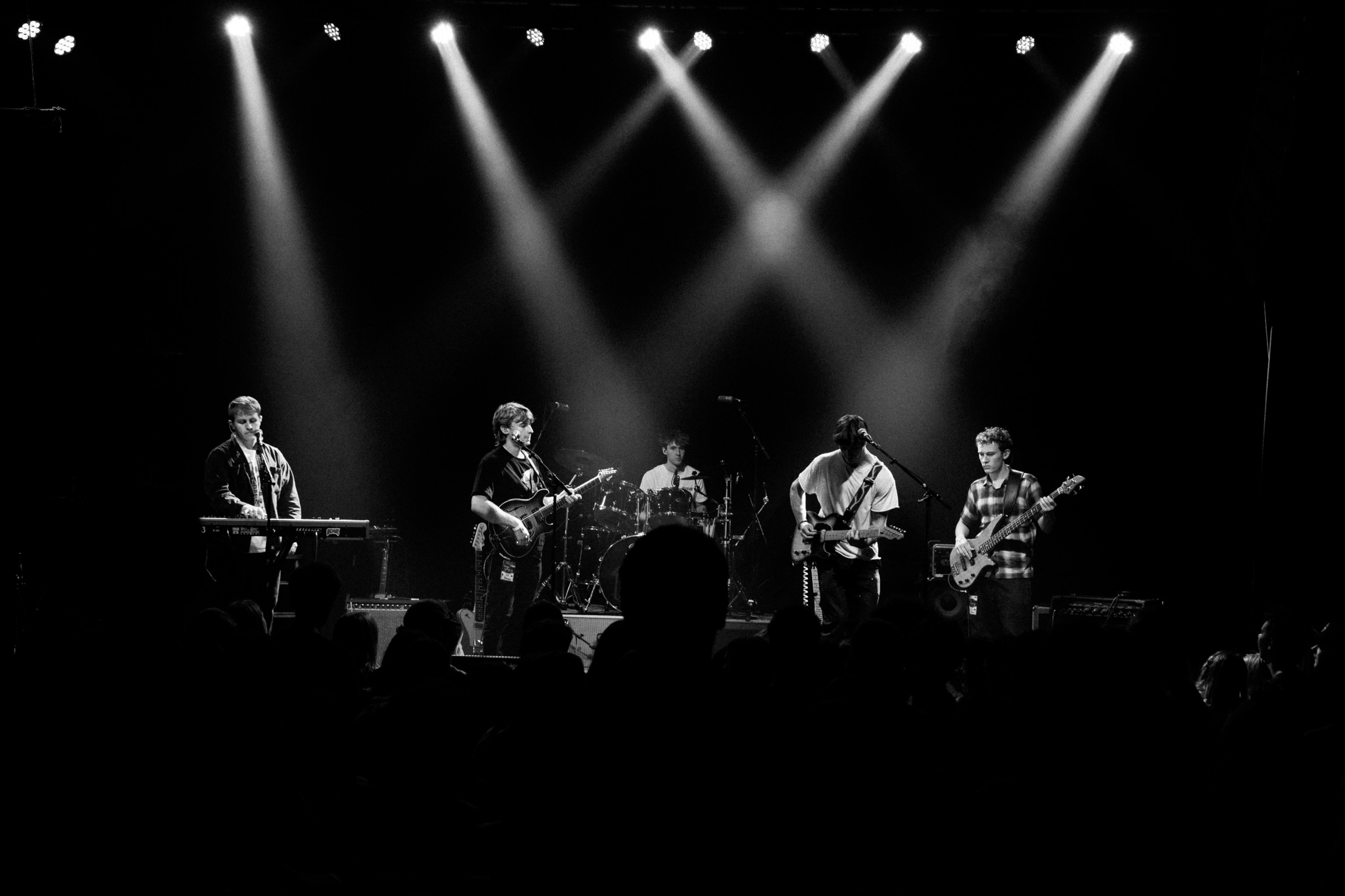 Close-up of Squash drummer during Fox Theatre Boulder live performance